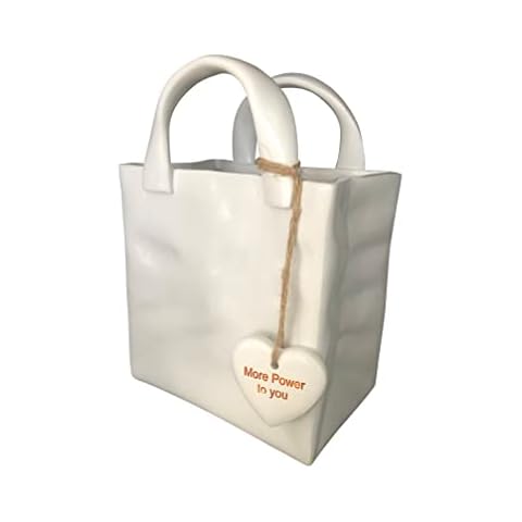 "More Power to You" Bag Vase Handbag Shaped Poly-resin Flower Vase Caddy Penholder Creative Versatile Good Luck Gift Four Leaf Clover Cover