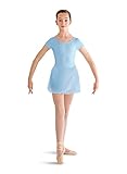 Bloch Dance Girls Prisha Short Sleeve Leotard Dress, Pastel Blue, Size 4-6
