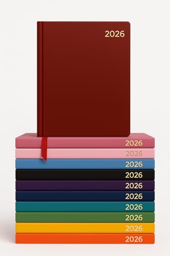 Top Sale 2026 A4 Diary – 2 Pages Per Day Year Planner with Hard Cover, Professional Yearly Organizer, Burgundy