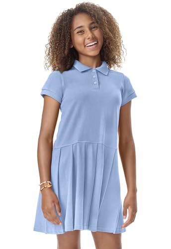 Image of Classroom School Uniforms Little Kids Pique Polo Short Sleeve Dress | Child Fit, Matching Ribbed Collar, Banded Sleeves, Three-button Placket, Comfortable Fit, School Uniform Essential