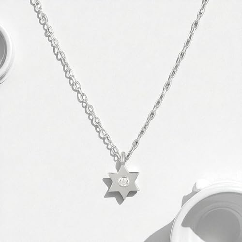 Alef Bet by Paula Sterling Silver Tiny Jewish Star of David Necklace for Women on a Chain2