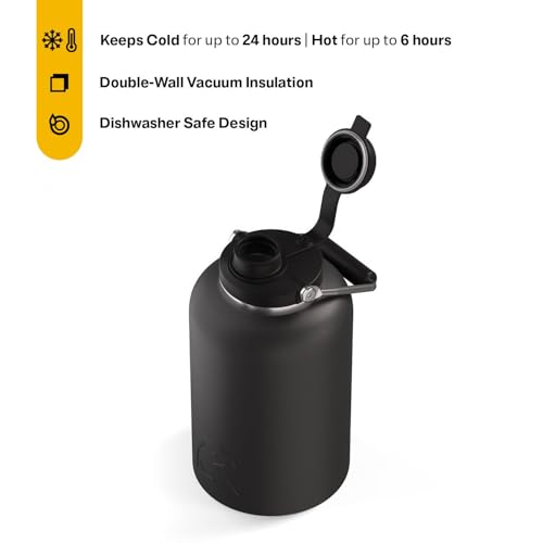 RTIC 1 Gallon Outback Jug, Stainless Steel, Ceramic Lined Insulated Water Bottle with Lid and Handle, BPA-Free, Double Wall Vacuum Insulation, Black - Image 2