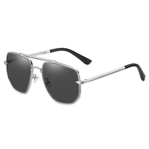 HVTLA Gafas de sol retro sobredimensi, plateado y negro, Talla única