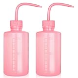 Mekupeu Tatoo Lash squeeze Bottle,Safety Rinse Bottle, Plastic Squeeze Medical Lab Washing Bottle (2*pink, 250ml)