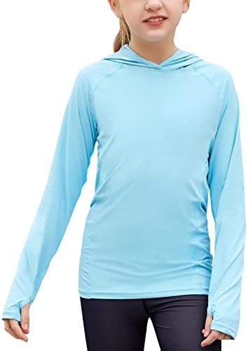 Zaclotre Kids UPF50+ Sun Shirt Girls Quick Dry Fit Sun Protection Clothing Athletic Hoodie with Thumbholes
