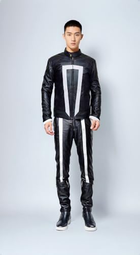 Ghost Designer stylish Rider Men Black Faux PU Leather Jacket3