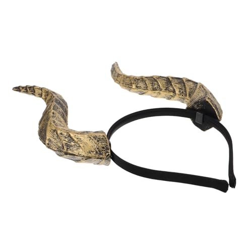 DOITOOL Diadema de Cuernos Dorados para Halloween Accesorio de PU Ajustable para Disfraz Aro de Demonio para Mujer en Fiestas de Cosplay y Carnaval