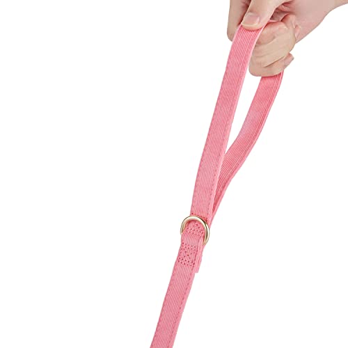 YUDOTE Hundehalsband und Leine Set Klein, Weiche Reizfreie Cord-Halsband-Leine Passende Combo für Den Täglichen Spaziergang, Rosa