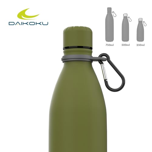 Daikoku - Edelstahl Wasserflasche | 100% Auslaufsicher | Hält 12 Stunden Heiß, 24 Stunden Kalt | BPA-Frei und Gesund | Modische Farbe, Ideal für Alltag und Outdoor | Militärgrün | 750 ML