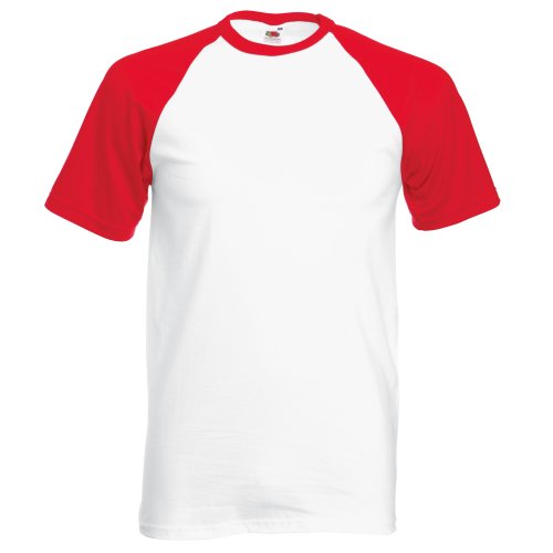 FOTL Kurzarm-T-Shirt für Herren, Baseball-Shirt, Weiß/Rot, M