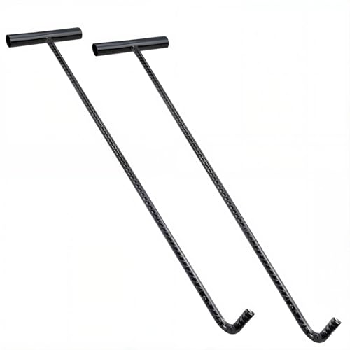 Aiyomi 2 Stücke 63cm Kanaldeckelheber, Kanalhaken Schachthaken Gullihaken Schachtdeckelhaken Kanaldeckelheber Haken mit Gewinde für Kanaldeckel