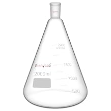 stonylab Glass 24/40 Erlenmeyer Flask, Borosilicate Glass Heavy Wall Flask with 24/40 Standard Taper Outer Joint, 2000ml