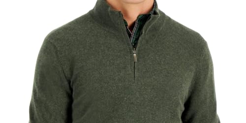 Club Room Men's Cashmere Quarter Zip Sweater Green Size X-Large XL2