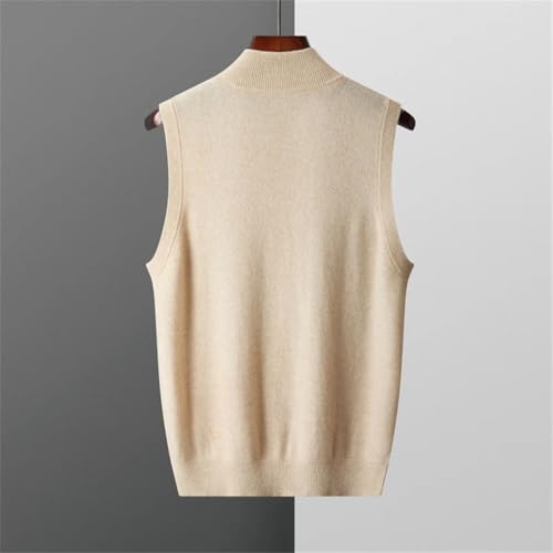 Men's Vest Casual Knitted Sleeveless Semi-High Neck Cardigan Sweater Vest3