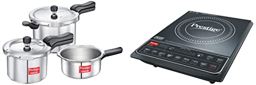 Image of Prestige Svachh Aluminium 2+3+5 Litre Combo cooker with Induction Base + Prestige PIC 16.0+ 1900- Watt Induction Cooktop with Push button (Black)