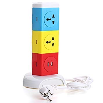 GlobalNiche Alardor 250V Three Tiers Rotating Socket Intelligent Patch Panel USB Plug Board Power Strip Plug EU Plug