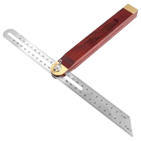 Biaungdo 27cm/10.6" T-Bevel Gauge Angle Finder, Sliding 360 Degree Adjustable Square Measuring Tool High Precision T Bevel Angle Ruler Protractor with Wood Handle & Metric Marks Cover