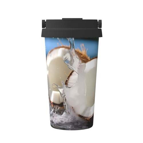 WZYCWB Grande thermos con stampa di noci di cocco, tazza da caffè 24 ore che mantiene caldo o freddo, design portatile e a prova di perdite