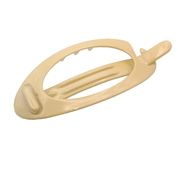 Parcelona French Plain Oval Small Celluloid Metal Free Hair Barrette Clips Women Hair Accessories, Made in France Golden Beige
