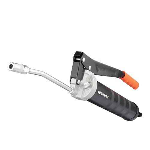 Groz Double Piston Grease Gun with 6" Extension, Coupler | 3x Output | 12 Months Warranty | High Volume Grease Gun | Discharge Upto 2.4 gm/s | For Regular Greasing Applications| G2R/B