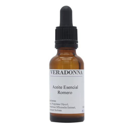VERADONNA - Aceite Esencial de ROMERO - 30ml - 100% Natural | Tratamiento acné | Anticaspa | Mejora la circulación y elimina varices | Cosmética Natural Cover