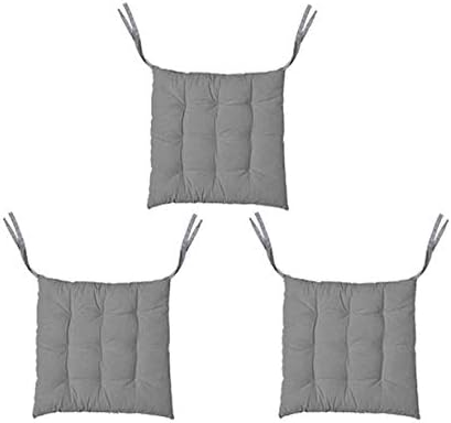 J SHREE Square Chair Pad/Seat Cushion/Car Seat Pad/Office Chair Pad/Stool Cushion/Cotton Chair Pad 16X16 inch - Gray, Set of 3