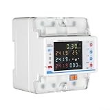 Dreiphasen-WLAN-Leistungsmesser mit LCD-Display, Überspannung, Unterspannung, Überlastschutz für Tuya Smart Home, Energieüberwachung, einstellbare Schwellenwerte
