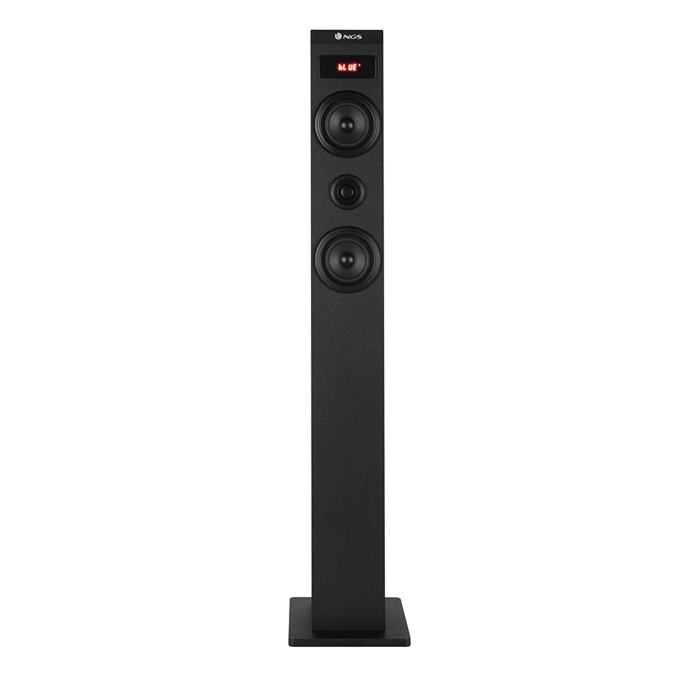 NGS SKY CHARM 2.1- Altoparlante a Torre Bluetooth da 80W con Ingresso Ottico, USB, Radio FM e AUX IN, Nero