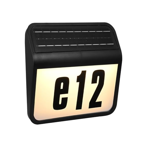 Lampada a energia solare, numero civico illuminato a energia solare, luce calda, IP65, impermeabile, numero civico solare con lettere e numeri, lampada da parete fai da te per esterni
