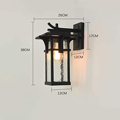 Applique murale E27 étanche style américain lanterne verre jardin noir - 8