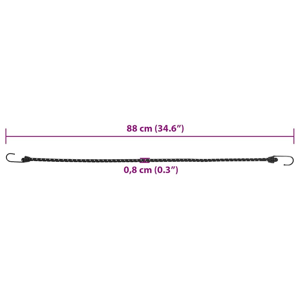 Lot de 50 tendeurs en caoutchouc réfléchissants avec crochets - 88 cm - Avec crochets en fer - Pour camping, tente, extérieur, piquets de tente, fixation, anti-tempête, trekking, festival