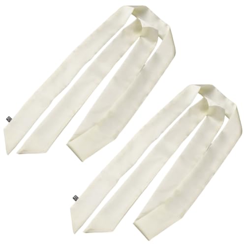 GORGECRAFT 2PCS 57.59×1.97 Inch Polyester Solid Color Long Neckerchief Silk Skinny Satin Scarf Handbag Handle Wrap Ribbon Necktie Scarf Belt Hair Headband for Women Lady (Floral White)