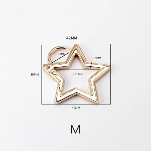 3Pc Star Shaped Stainless Steel Keychain Clip Carabiner Snap Hook Holder Star Carabiner Hook Clip Key Holder Carabiner Clip for Keys and Wallet with Key Chain Rings Accessories (M)