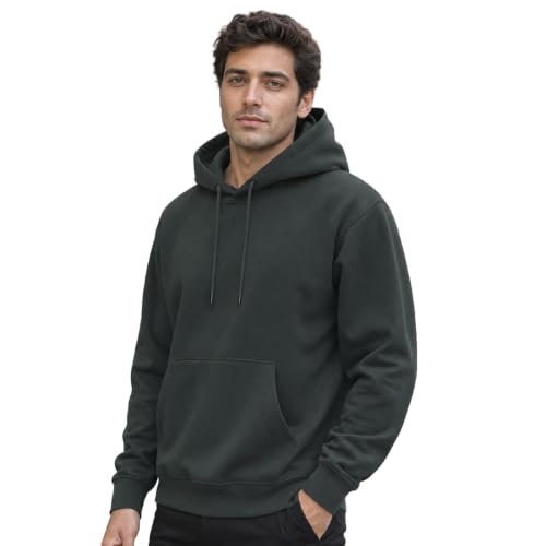 Buy NOBERO Men's Cotton Blend Neck Regular Fit Hooded Sweatshirt (1M-TWHO-R0004-ElegantH_Graphite (Large) at Amazon.in - Image 2