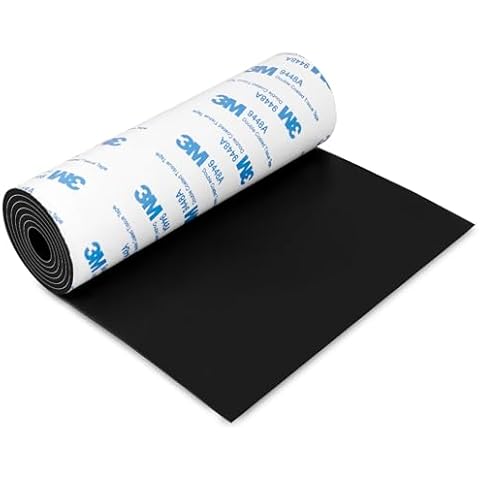 Non Slip Furniture Pads, 5" x 120" Rubber Furniture Pads Anti Skid Pads Non Slip Self Adhesive Cuttable Rubber Tape Rubber Strip Roll for Protecting Hardwood Floors Chair Wall Protector - Black Cover