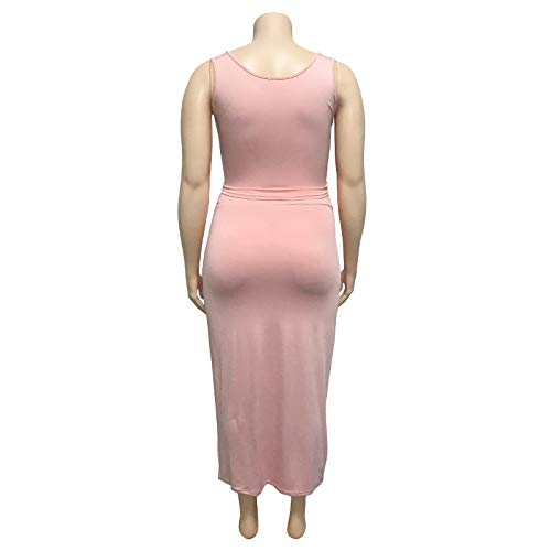 Image of Plus Size Women 2 Piece Outfits Sets Sexy Tracksuit Midi Dress,Sleeveless Tank Top Bodycon Skirts Set Casual Summer
