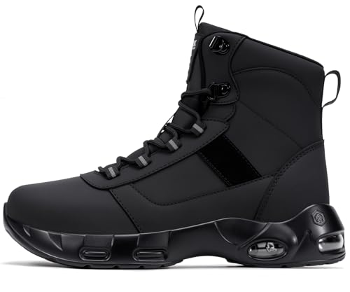 Image of LARNMERN Steel Toe Boot Men Non Slip Work Shoe Rainproof Safety Toe Sneaker Side Zipper Industrail Boot High Top Tactical Shoe