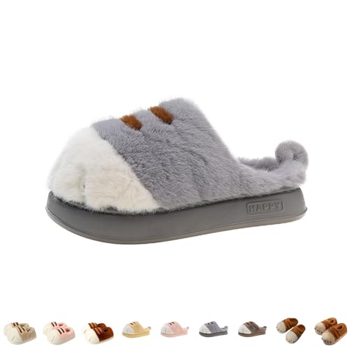 Cat Paw Slippers for Women, Warm Furry Winter House Shoes, Cute Funny 3D Cat Paw Winter Couple Cartoon Slipper