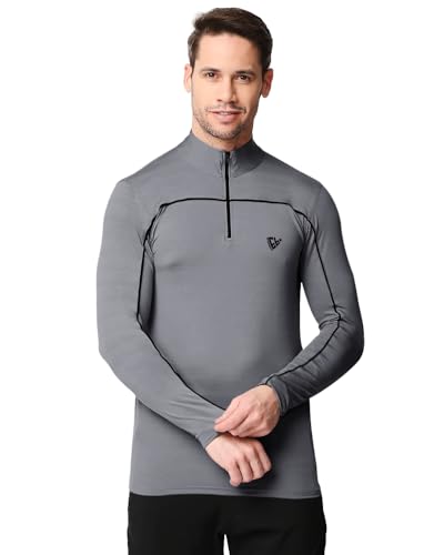 Image of EYEBOGLER Men High Neck Solid Full Sleeve Regular Fit T-Shirt