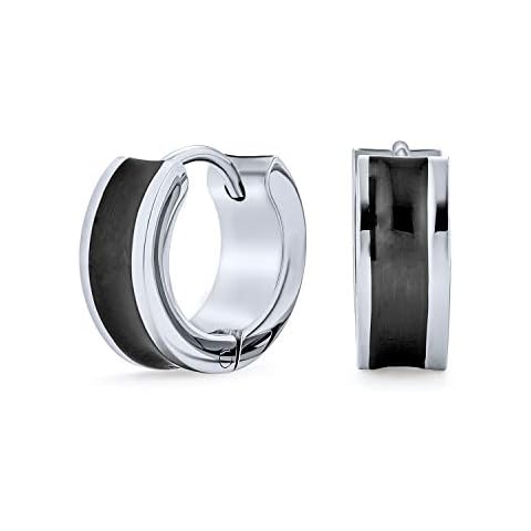 Unisex Black Enamel Huggie Hoop Earrings Cover