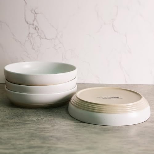 Wildmos PB-001 Pasta Bowls Set Of 4,Ceramic Flat Pasta Bowls Ceramic Serving Bowls,Dinner Bowls,Stoneware Bowl Plates Set,Microwave & Dishwasher Safe thumb #4