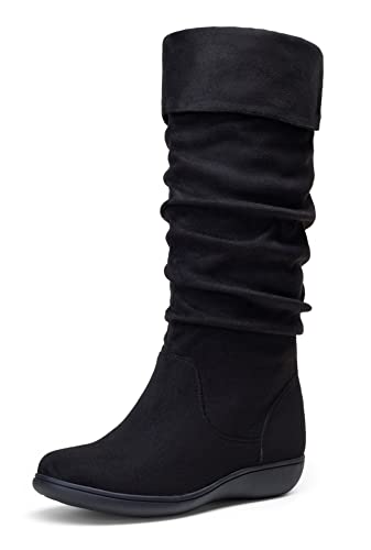Vepose Women's 942 Knee High Boots Suede Slouch Flat Comfort Boots