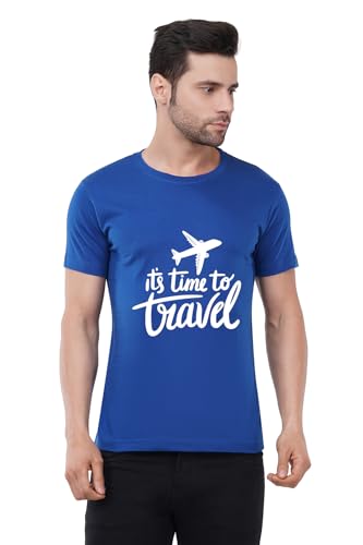 Image of Caseria Men's Cotton Printed T-Shirt -Time to Travel | 100% Cotton | Half Sleeves | Regular Fit | Printed | Round Neck | Graphic T Shirt