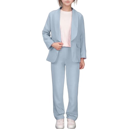 Hosenanzug Mädchen Festlich Hochzeit Zweiteiler Kinder Blazer Mit Passender Hose Teenager 2 Teiler Abschluss Set Anzugjacke Abschlussfeier Kleidung Anzug Jacke Und Pants Girl Mode