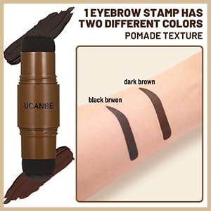 Miniatura 3 de UCANBE Kit de plantillas de sellos de cejas de 25 piezas con pomada de sello de cejas de doble color, 20 plantillas reutilizables para cejas, polvo