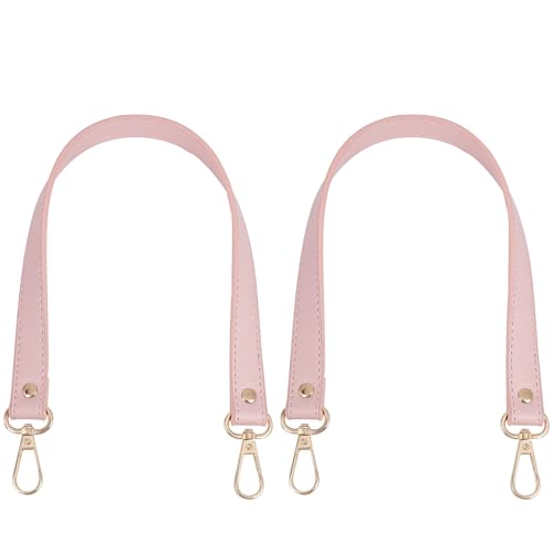 Image of GORGECRAFT 2Pcs Leather Purse Handle 47cm Long Leather Bag Strap Replacement 18.5mm Wide Pink Short Shoulder Bag Straps with Golden Swivel Clasps for Underarm Bag Handbag Tote Satchel Purse Making