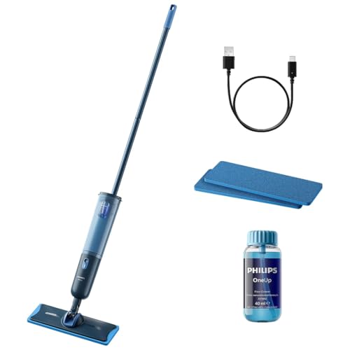Philips OneUp 3000 Series elektrischer Wischmopp - 2X sauberere Böden 2X schnelleres Wischen kabellos mit 360 Drehgelenk 2 waschbare Wiederverwendbare Pads langanhaltender Akku (XV3101/11)