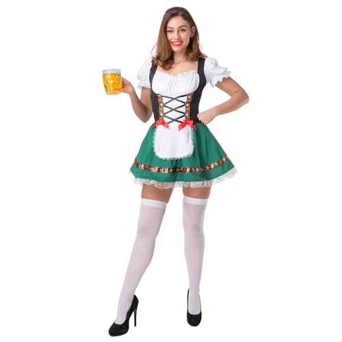 Wicked Costumes Adult Ladies Oktoberfest Beer Girl Bavarian Fancy Dress Costume German Dirndl Festival Party Outfit Green - Medium (UK 14-16)