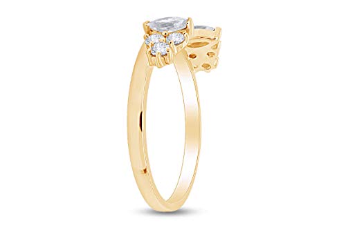 AFFY 0.86 Carat Marquise & Round White Cubic Zirconia Enhancer Guard 14K Gold Over Sterling Silver4