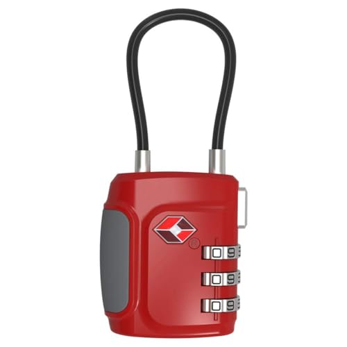 SUMFGO Metal TSA Padlocks Secure Combination Cable Locks for Travel Luggage Suitcases Backpacks & Toolboxes (Red)